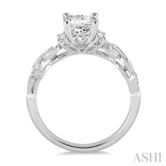 Princess Shape Semi-Mount Diamond Engagement Ring