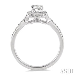 Princess Shape Semi-Mount Halo Diamond Engagement Ring