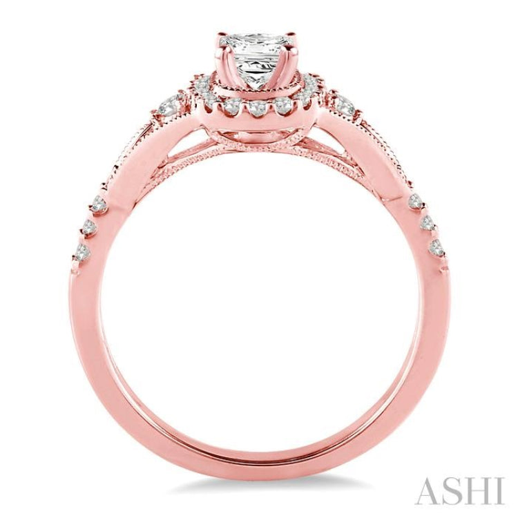 Princess Shape Semi-Mount Halo Diamond Engagement Ring