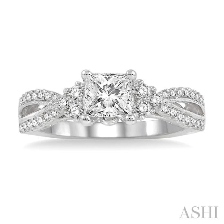 Princess Shape Semi-Mount Diamond Engagement Ring