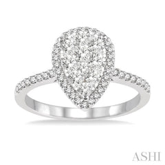 Pear Shape Halo Lovebright Essential Diamond Engagement Ring