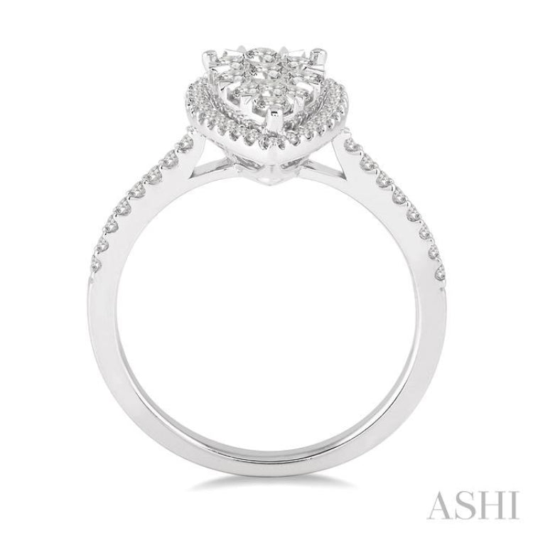 Pear Shape Halo Lovebright Essential Diamond Engagement Ring