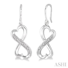 Silver Infinity Heart Shape Diamond Fashion Earrings