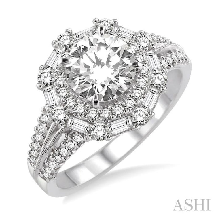 Round Shape Halo Diamond Engagement Ring