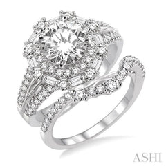 Round Shape Halo Diamond Wedding Set