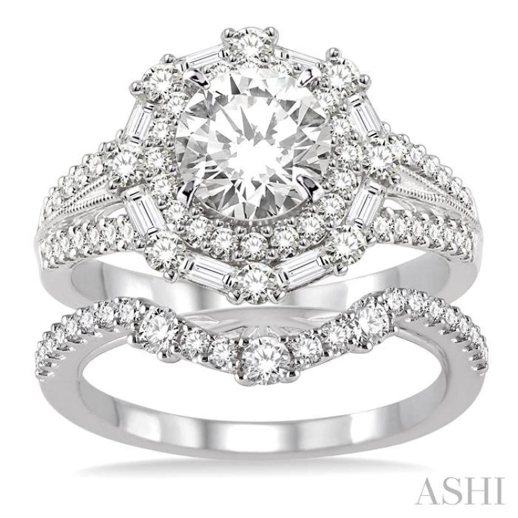 Round Shape Halo Diamond Wedding Set