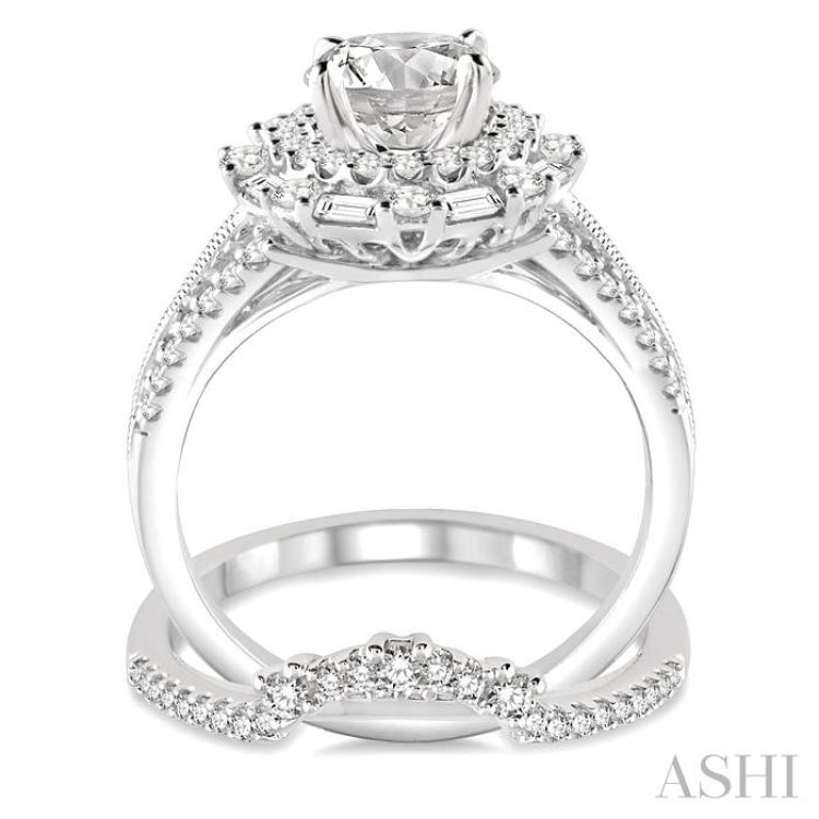 Round Shape Halo Diamond Wedding Set