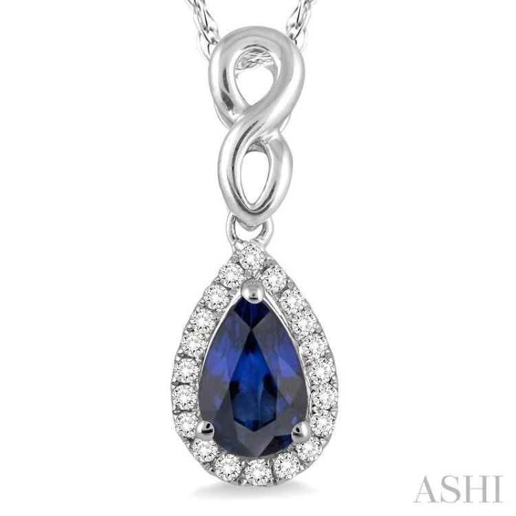 Pear Shape Gemstone & Halo Diamond Pendant