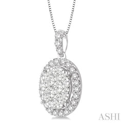 Oval Shape Halo Lovebright Essential Diamond Pendant