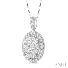 Oval Shape Halo Lovebright Essential Diamond Pendant