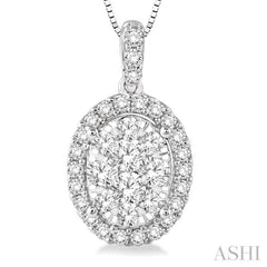 Oval Shape Halo Lovebright Essential Diamond Pendant