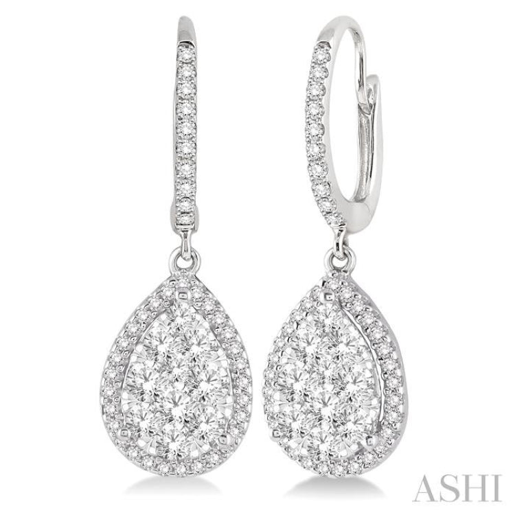 Pear Shape Halo Lovebright Essential Diamond Earrings