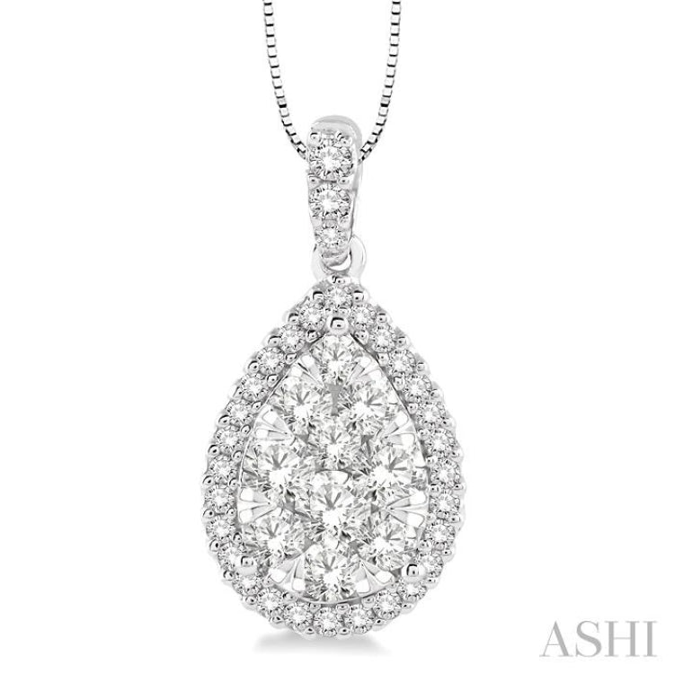 Pear Shape Halo Lovebright Essential Diamond Pendant