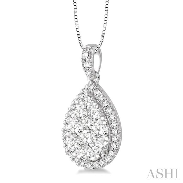 Pear Shape Halo Lovebright Essential Diamond Pendant