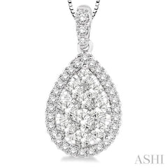 Pear Shape Halo Lovebright Essential Diamond Pendant