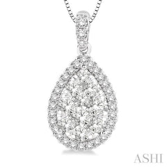 Pear Shape Halo Lovebright Essential Diamond Pendant