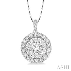 Round Shape Halo Lovebright Essential Diamond Pendant