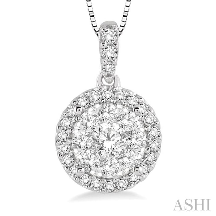 Round Shape Halo Lovebright Essential Diamond Pendant