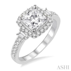 Princess Shape Halo Diamond Engagement Ring