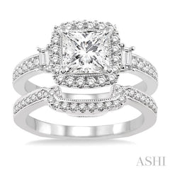 Princess Shape Halo Diamond Wedding Set