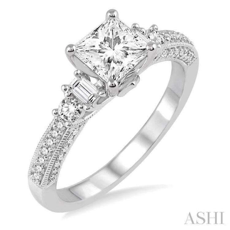 Princess Shape Semi-Mount Diamond Engagement Ring