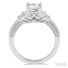 Princess Shape Semi-Mount Diamond Engagement Ring