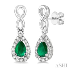 Pear Shape Gemstone & Halo Diamond Earrings