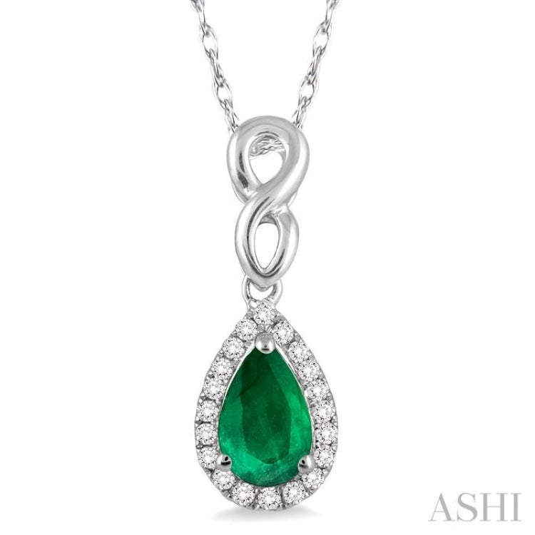 Pear Shape Gemstone & Halo Diamond Pendant