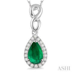 Pear Shape Gemstone & Halo Diamond Pendant