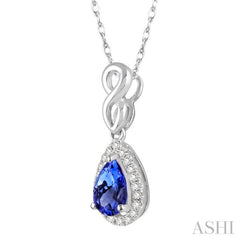 Pear Shape Gemstone & Halo Diamond Pendant