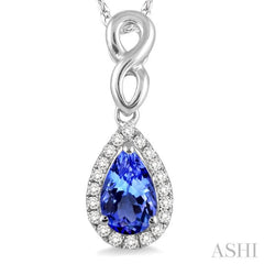 Pear Shape Gemstone & Halo Diamond Pendant