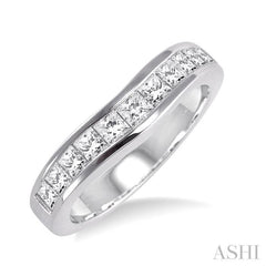 Channel Set Curved Diamond Wedding Band