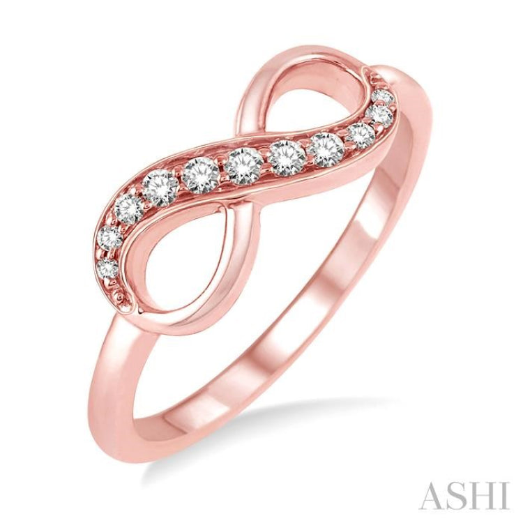 1/6 ctw Round Cut Diamond Infinity Petite Ring in 14K Rose Gold