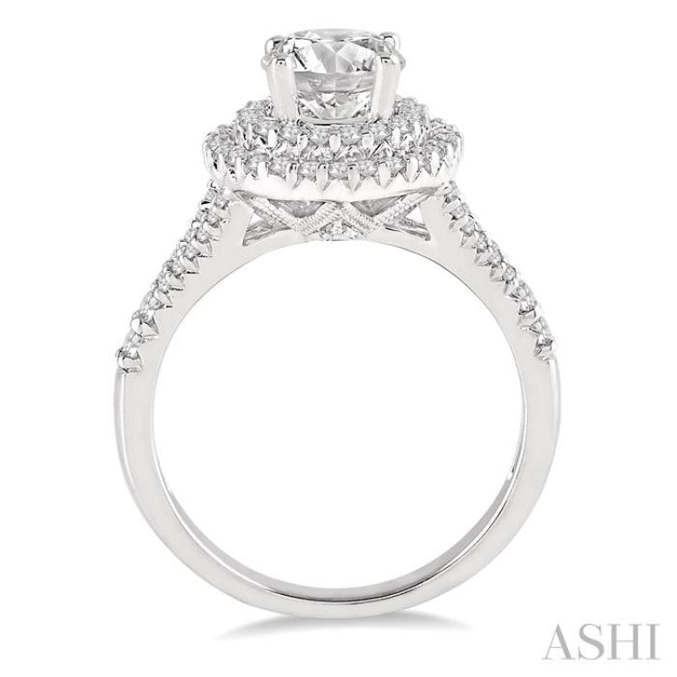 Round Shape Semi-Mount Halo Diamond Engagement Ring