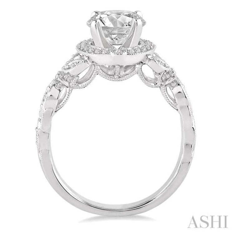 Round Shape Semi-Mount Halo Diamond Engagement Ring