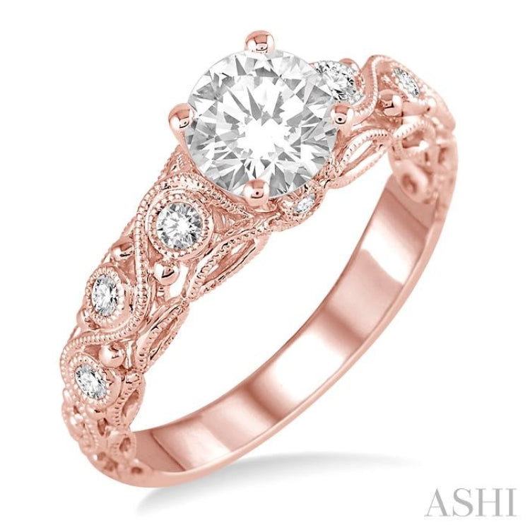 Round Shape Semi-Mount Diamond Engagement Ring