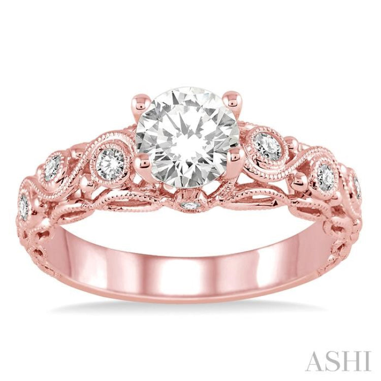 Round Shape Semi-Mount Diamond Engagement Ring