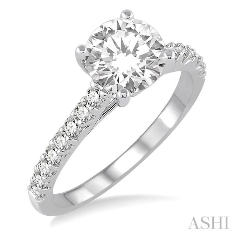 Round Shape Semi-Mount Diamond Engagement Ring