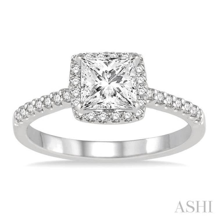 Princess Shape Halo Diamond Engagement Ring