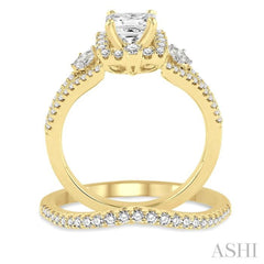 Princess Shape Halo Diamond Wedding Set