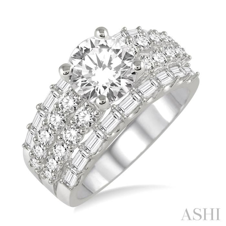 Round Shape Semi-Mount Diamond Engagement Ring