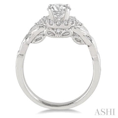 Round Shape Semi-Mount Halo Diamond Engagement Ring