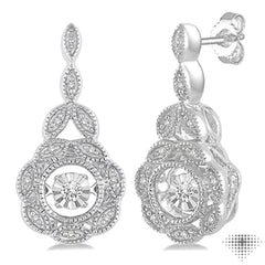 Silver Round Shape Emotion Diamond Fashion Earrings