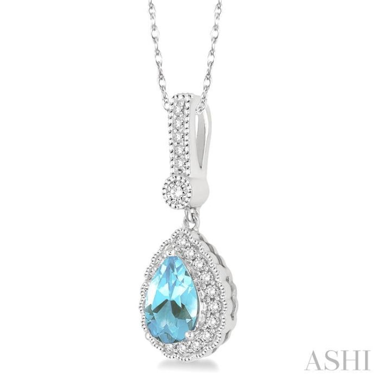 Pear Shape Gemstone & Halo Diamond Pendant