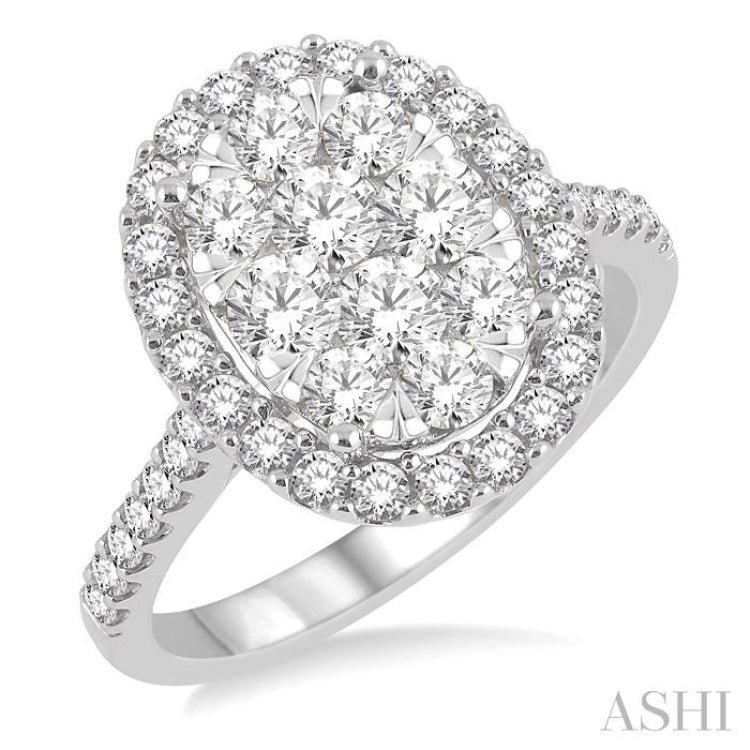 Oval Shape Halo Lovebright Essential Diamond Engagement Ring