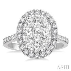 Oval Shape Halo Lovebright Essential Diamond Engagement Ring