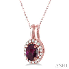 Oval Shape Gemstone & Halo Diamond Pendant