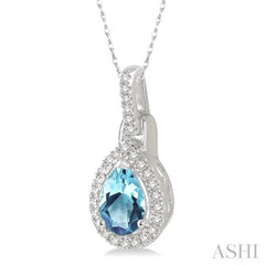 Pear Shape Gemstone & Halo Diamond Pendant