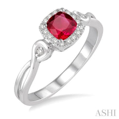 Cushion Shape Gemstone & Halo Diamond Ring