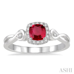 Cushion Shape Gemstone & Halo Diamond Ring